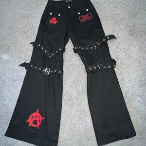 DOLLS KILL CURRENT MOOD Sinner Bondage Wide Leg Punk Goth Streetwear Jean 28X32